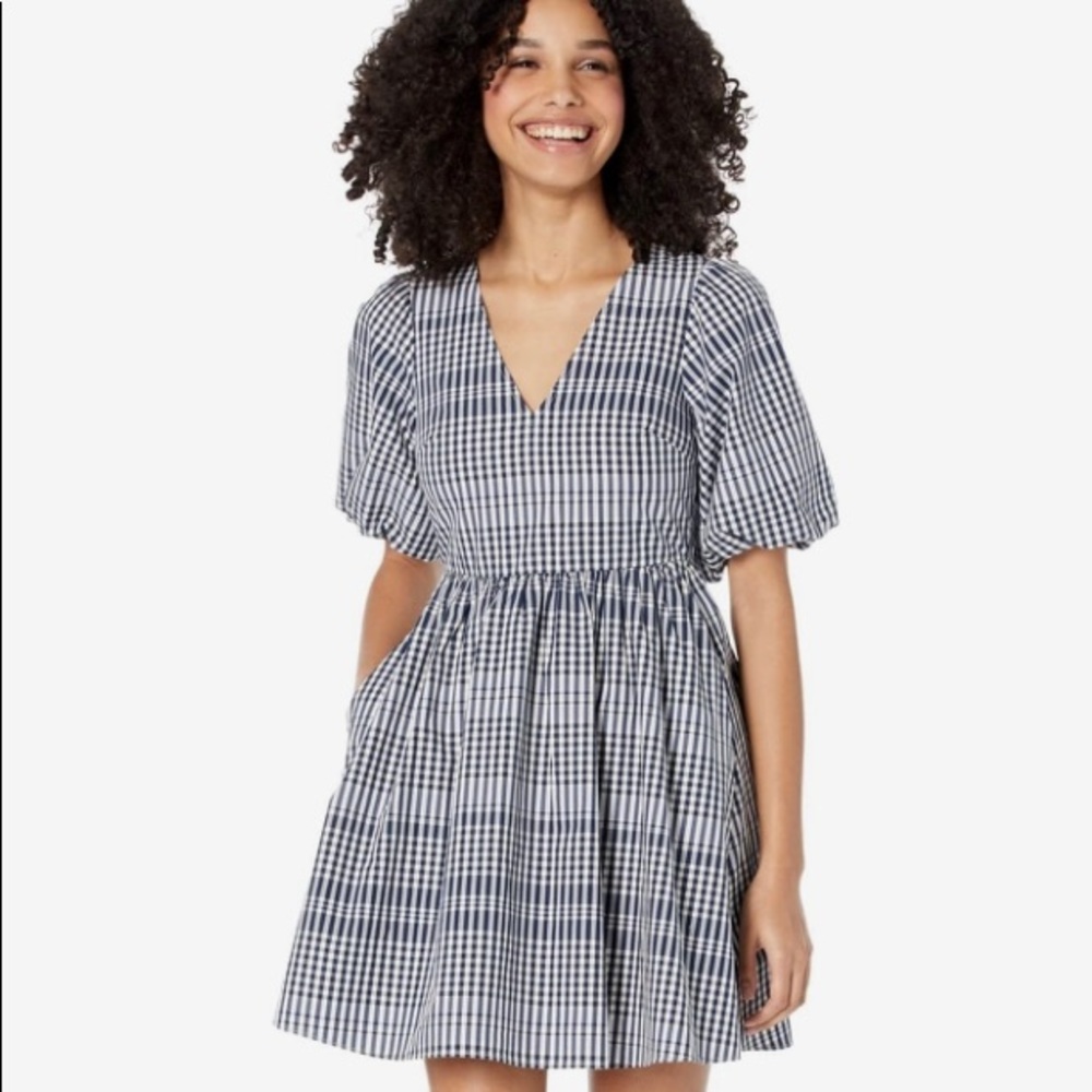 NWT Madewell Poplin VNeck Bubble Sleeve Mini dress